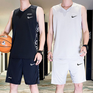 耐克顿背心篮球服套装男夏季冰丝速干球衣青少年大码运动服两件套