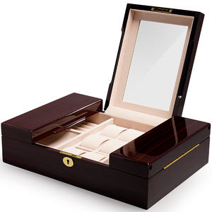 欧式钢琴烤漆首饰机械手表收纳盒木制化妆盒高档多层桌面盒