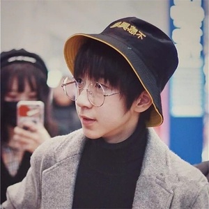 tnt同款帽子时代少年团贺峻霖感兴趣双面刺绣渔夫帽个性文字盆帽