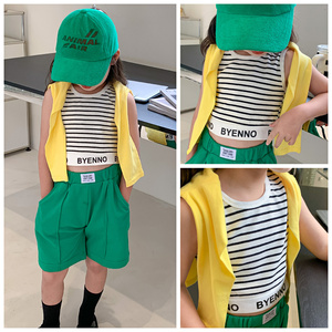 000人付款天猫女童背心外穿夏季儿童薄款爵士潮吊带上衣露脐高腰运动