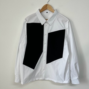 几何图形黑白撞色经典简约原创设计师男装定制大码百搭宽松衬衫