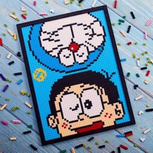 乐高哆啦a梦系列像素画米奇相框马赛克diy颗粒积木女孩拼装玩具