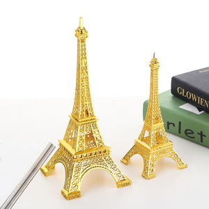 金色巴黎埃菲尔铁塔模型摆件欧式建筑金属工艺品旅游纪念品装饰品