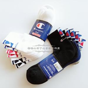 [特价现货]日本购Champion冠军三双装袜腰大Logo图案 绵 短袜 男