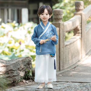 儿童针织刺绣古装小男孩民族风传统服饰幼童唐装套装中式薄款汉服