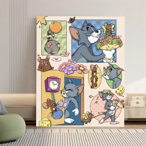 蜡笔小新数字油画diy手工绘填充色猫和老鼠动漫合集装饰油彩挂画