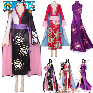 海贼王女帝蛇姬汉库克cosplay服装紫色红色黑色动漫旗袍全套女装