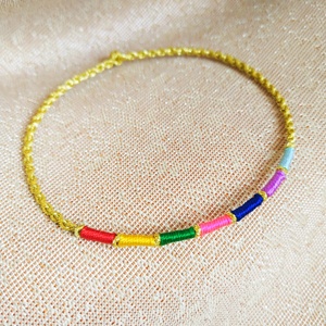 手工编织节节高升七彩绳手链极细女款端午节五彩手绳细脚链七色绳