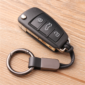 简约真皮手绳钥匙扣个性汽车男士创意钥匙挂件防磨损锁匙挂扣