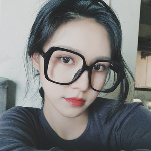 方形透明大框眼镜女小红书同款tr90眼镜框女网红款潮流大脸黑框潮