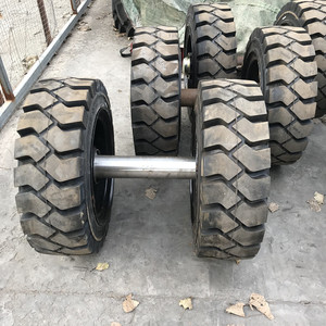 500-8实心轮胎600-9马车轮子带轴6.50-10充气轮胎矿山拖车隧道轮