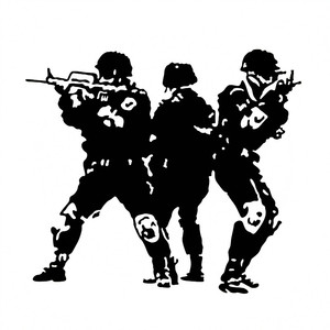 反光车贴汽车贴纸防雨水军事标二战482特战士兵战术动作剪影