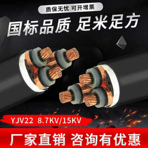 国标1芯3芯YJV22电缆线铜芯铠装高压10KV 15KV 35KV 185/240平方