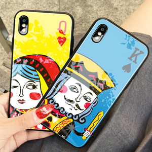 黑桃k红桃q扑克牌苹果x手机壳iphone12pro/xr/xs/max/6/6s/7情侣8玻璃