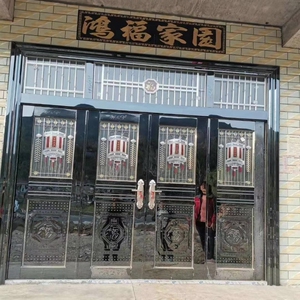 304不锈钢门四开子母大门家用双开门单开不锈钢防盗门进入户门