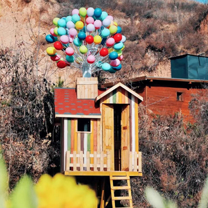 气球小屋木屋农庄景区拍照打卡地摄影美陈摆件仿真气球飞屋环游记