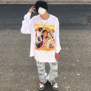 000人付款淘宝ran hip hop头像嘻哈黑人饶舌街头新人男女圆领卫衣