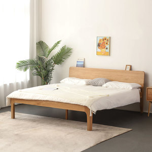 北欧实木高铺床双人床卧室高体床离地加高大床薄床垫硬板床高脚床