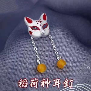 稻荷神耳钉 动漫二次元周边 925银气质狐狸稻荷神面具耳环饰品