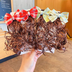 新款儿童蝴蝶结假发可爱公主假头发夹子韩版波浪卷发公主造型发饰