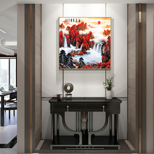 山水画客厅挂画鸿运当头国画招财字画背景墙风水靠山办公室装饰画