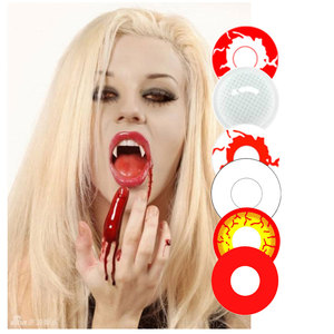 cosplay美瞳吸血鬼红眼红色白色僵尸丧尸幽灵恶魔cos恐怖眼镜tu