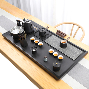 天然乌金石茶盘茶具套装全自动一体电磁炉烧水壶石盘石头家用茶台