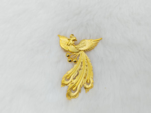 纯银925凤凰胸针镀黄金古法工艺优雅个性小众原创中国风凤凰胸针