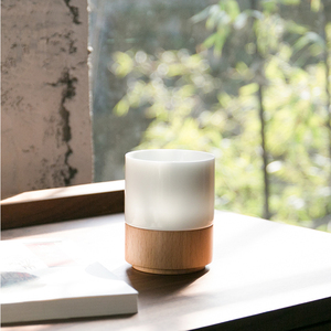 原创设计师陶瓷水杯马克杯瓷木结合质造上下杯纯色可刻字定制