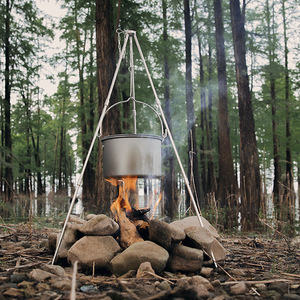 三只小驴户外4-6人野营吊锅大锅篝火野炊锅铝制便携野餐锅行军锅