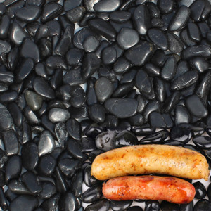 火山石烤肠机烤石 石头烤肠石子 黑色石头鹅卵石烧烤圆石头热狗机