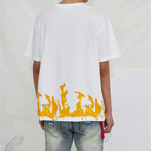 美国正品 profound下摆火焰燃烧印花短袖t恤男女情侣高街宽松潮牌
