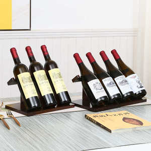 极简易红酒架摆件橡胶木实木酒瓶展示架葡萄酒架子酒柜高档装饰品
