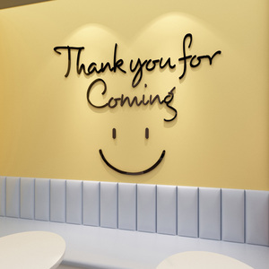 欢迎光临创意英文贴纸奶茶店咖啡店背景装饰布置烤肉店直播间墙贴