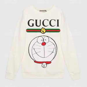 gucci 21新款 倪妮同款doraemon x gucci机器猫印花 套头全棉卫衣