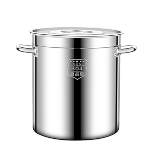 304食品级特厚不锈钢桶圆桶带盖商用汤桶煮卤桶油桶水桶家用汤锅