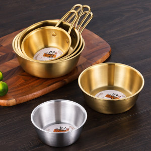 碗米酒碗韩式料理碗韩国304不锈钢金色餐具饭碗带手柄碗蘸料小碗