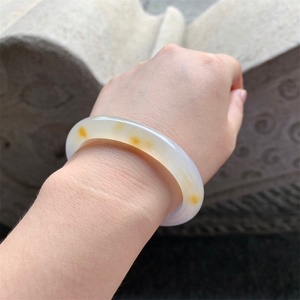 5 冰糯种冰黄黄翡种水翡翠手镯 黄色玉手镯