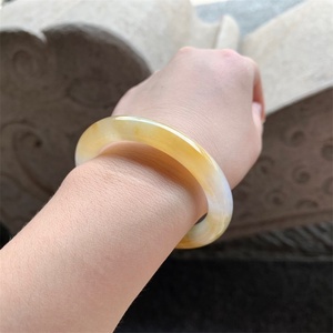 8 冰糯种冰黄黄翡种水翡翠手镯 黄色玉手镯