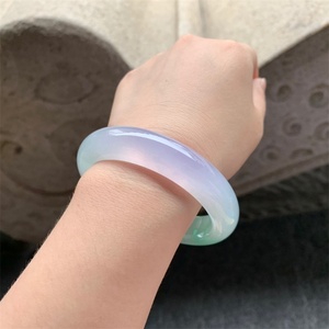 传奇红楼 正圈60 冰种冰春带彩种水翡翠手镯 春彩玉手镯