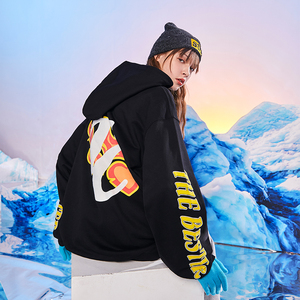 tianc陈赫 男装百搭连帽潮牌卫衣男秋冬潮流爱心印花休闲上衣