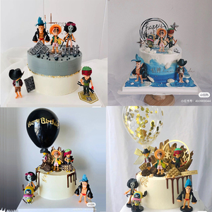 海贼王路飞恶魔果实插件派对情景主题蛋糕装饰摆件海盗船生日配件