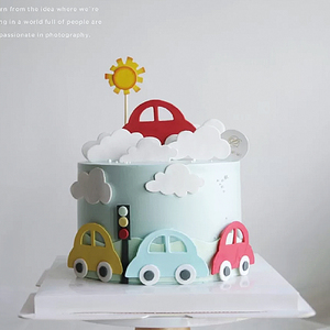 蛋糕装饰插牌卡通海绵EVA小汽车插件宝宝儿童生日派对甜品台装扮