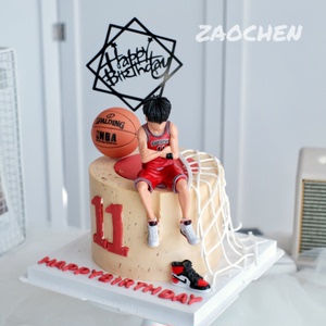 网红生日蛋糕装饰塑料篮球架摆件创意男生烘焙派对装扮篮球框插件