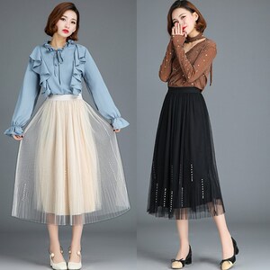 红色蓬蓬裙长裙半身裙欧根纱裙