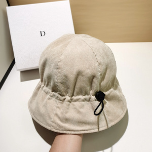 大头围帽子女渔夫帽秋冬日系韩版百搭春秋抽绳盆帽优雅褶皱可折叠