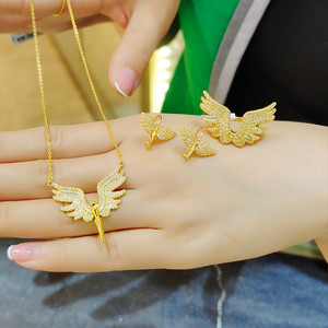 又一珠宝 黄金项链999足金天使之翼套链小天使翅膀锁骨链时尚礼物