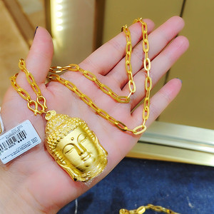 又一珠宝 黄金佛头吊坠999足金大日如来本命佛金项链挂坠男士纯金