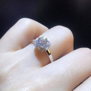 又一珠宝 金750钻石戒指群镶结婚钻戒女戒一克拉婚戒牛头款圆形