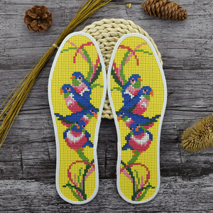 鸿运玫瑰十字绣鞋垫自己绣半成品四只小鸟手工绣花七层印花纯棉布